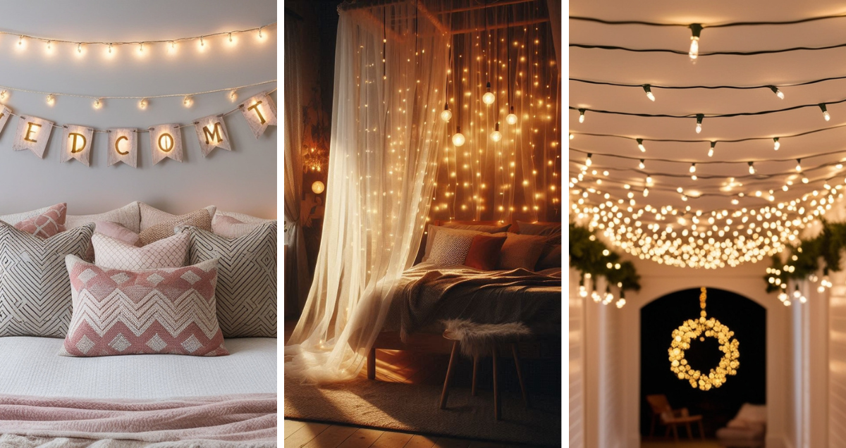 Sparkling Bedroom Decorating Ideas with Fairy lights